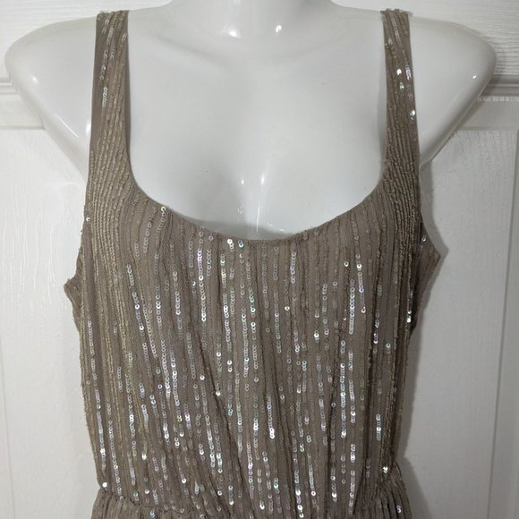 Renzo + Kai 100% Silk Gray Iridescent Sequined Wrap Skirt Mini Dress - size S - Picture 2 of 14